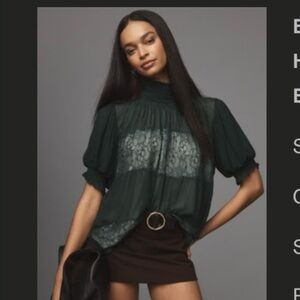 Anthropologie HIGH-NECK LACE SWING
BLOUSE